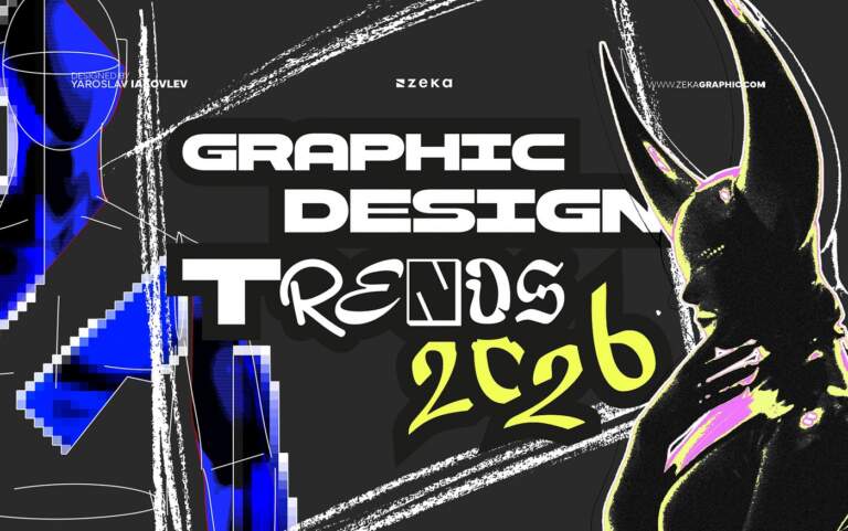 Đậm chất nổi loạn với Rebel Aesthetics graphic design trends 2026 poster series layout view