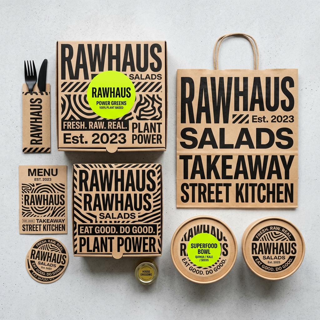 Image 1: Rawhaus food branding system hero graphic