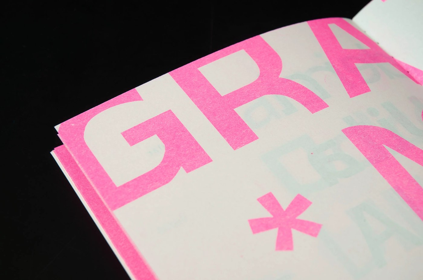 Image 6: Overlapping typography details in variable typeface specimen risograph print design booklet
