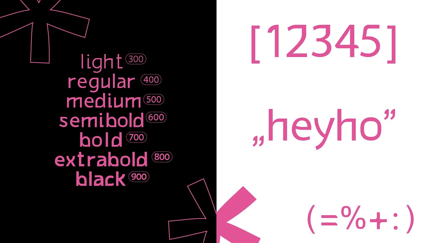 Image 5: Close-up of text columns in the variable typeface specimen risograph print design