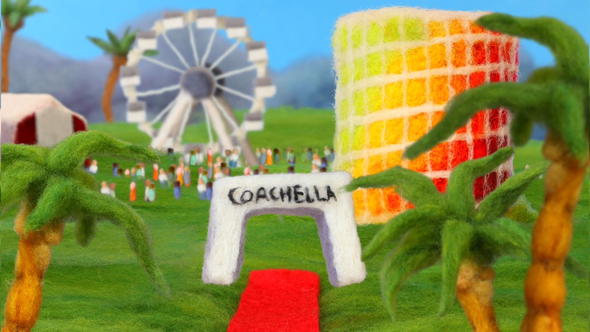 Image 6: Wool stop-motion frame from Coachella's 2026 visual identity by Andrea Love and Hornet.