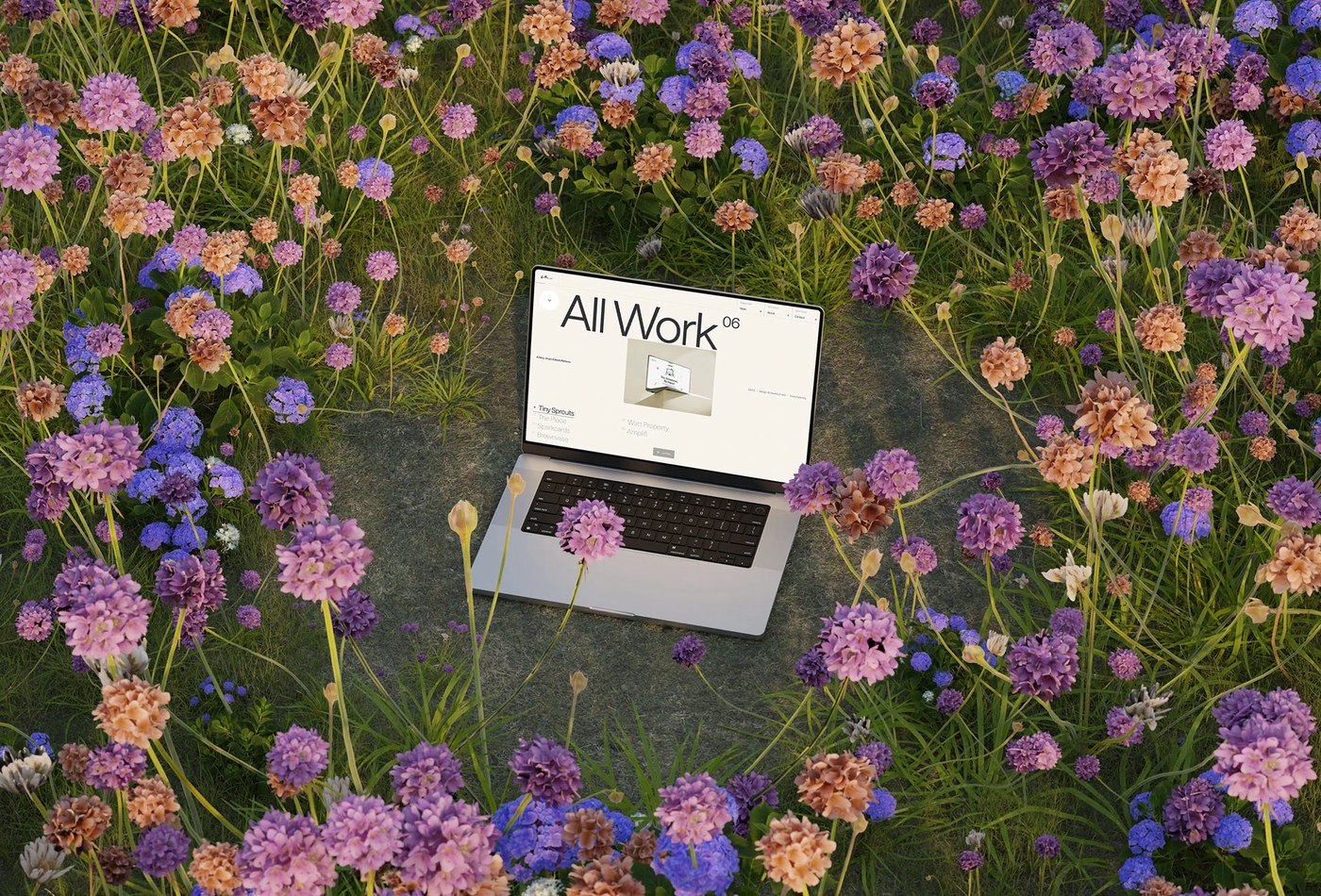 Image 1: web design portfolio agency awwwards layout showcasing floral graphics