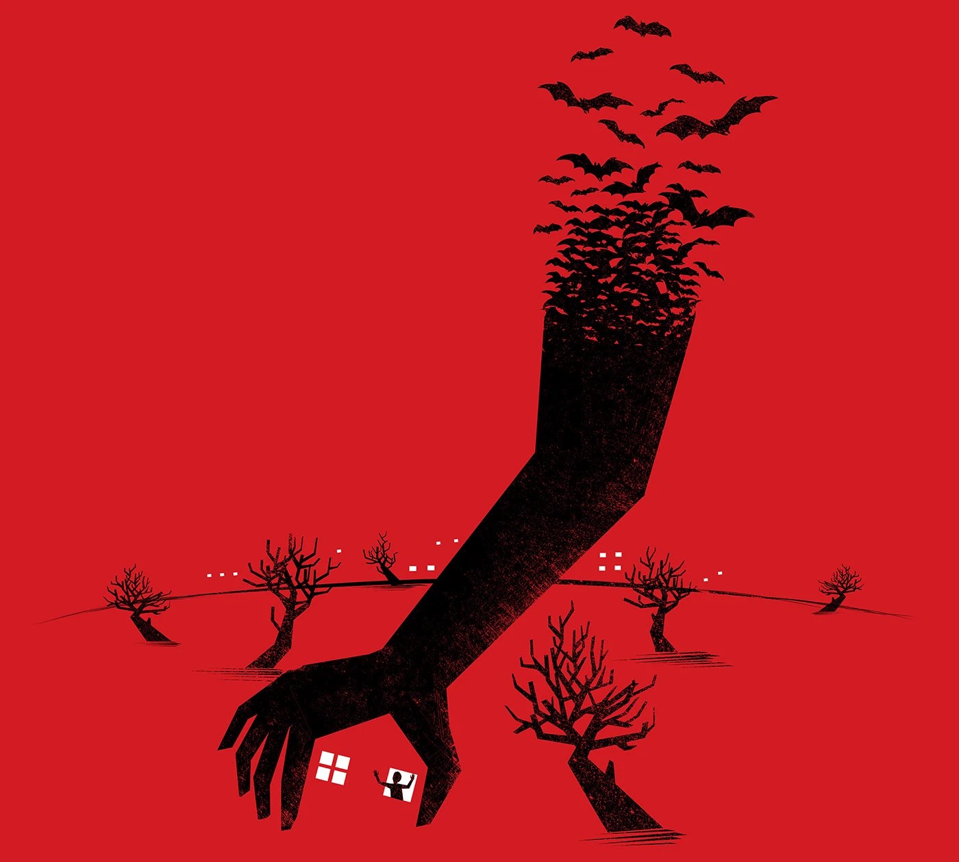 Image 7: Negative space illustration featuring bird and tree shapes