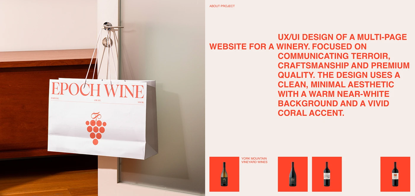 Image 8: EPOCH WINE branding mobile app UI mockup
