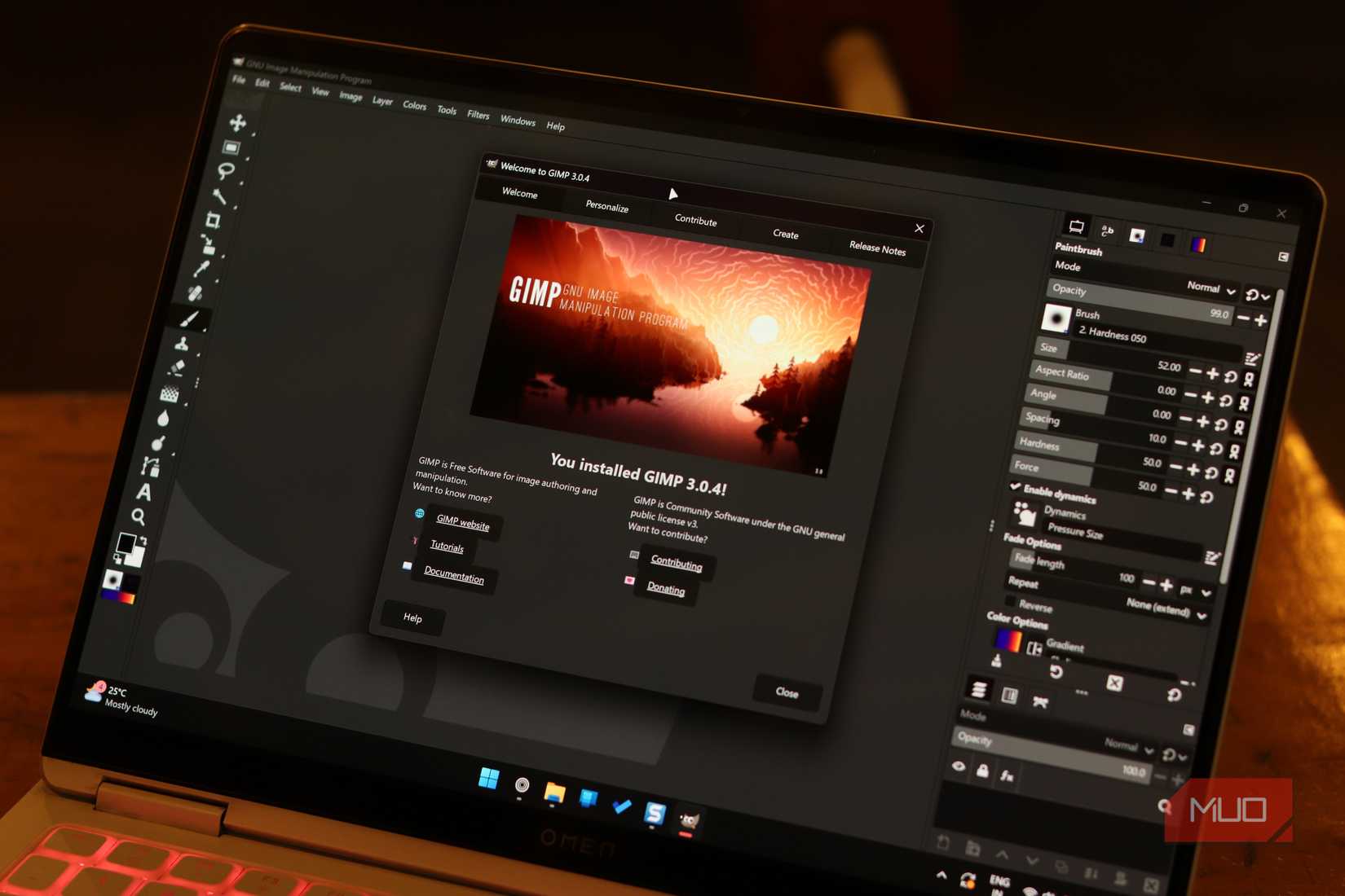 GIMP 3 running on Windows 11 with PhotoGIMP patch.