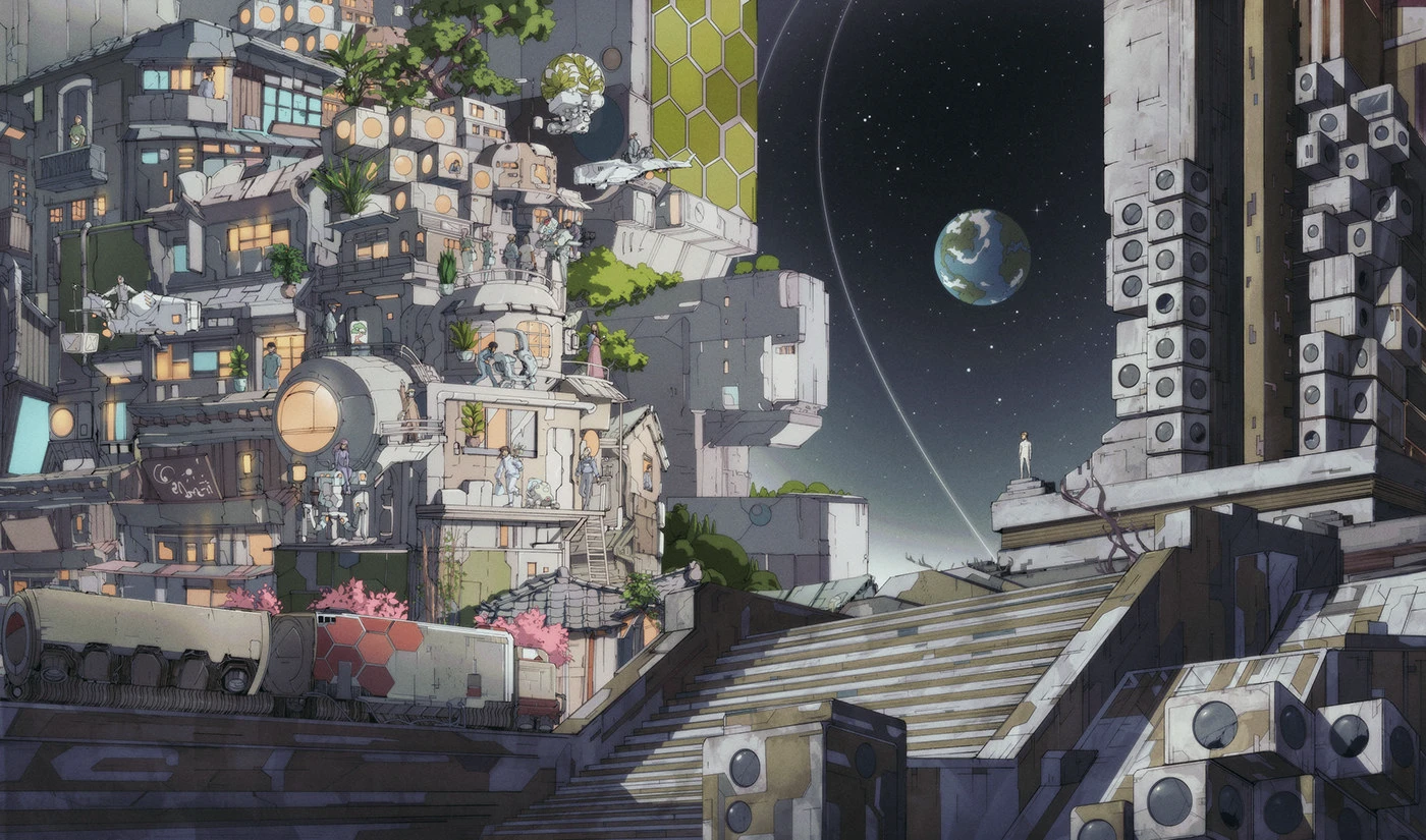 Scifi sci-fi science fiction moebius futuristic astronaut outerspace musiccover Cyberpunk solarpunk