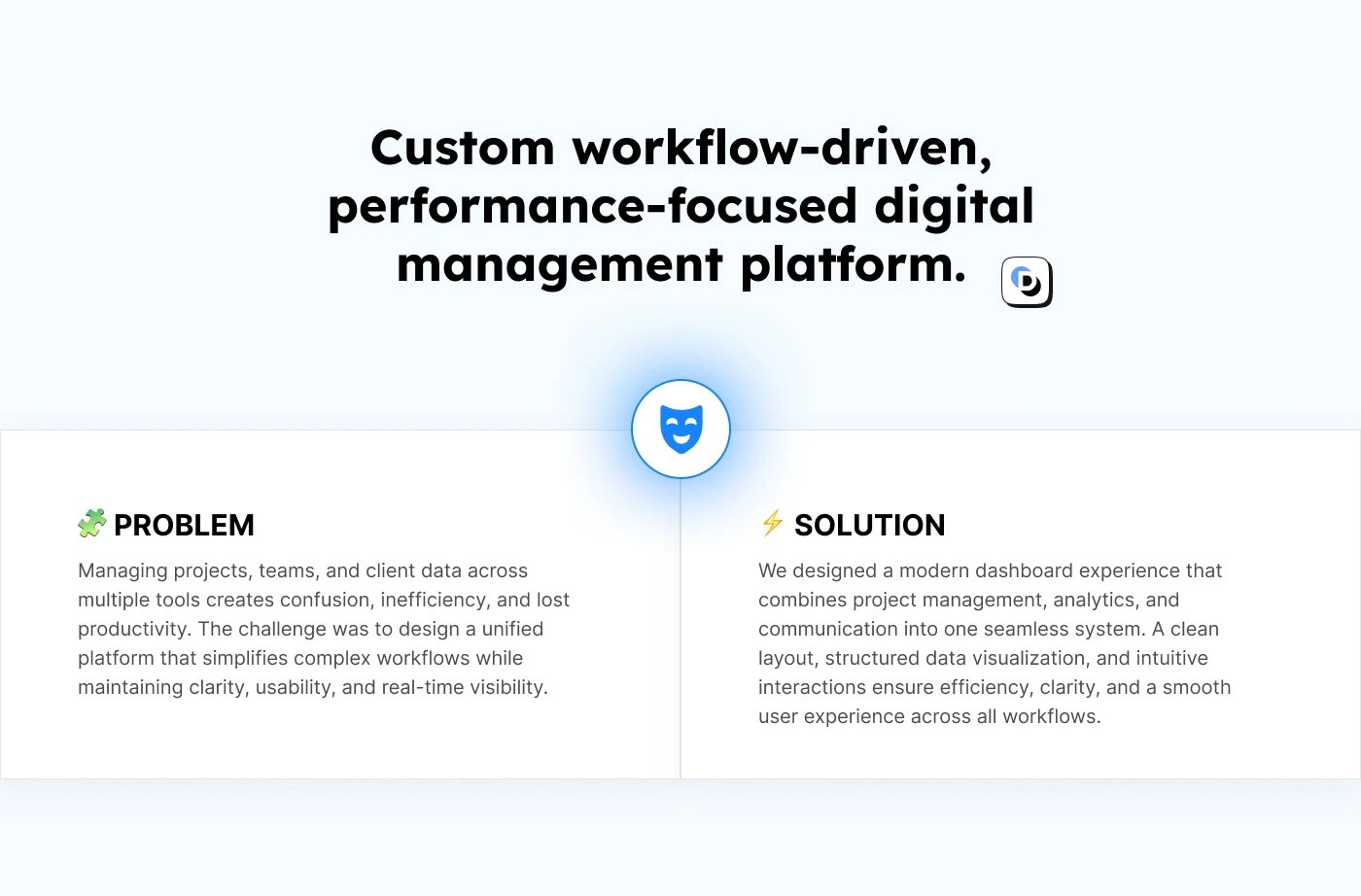 Image 3: saas dashboard ui ux design presentation slide covering problem and solution details