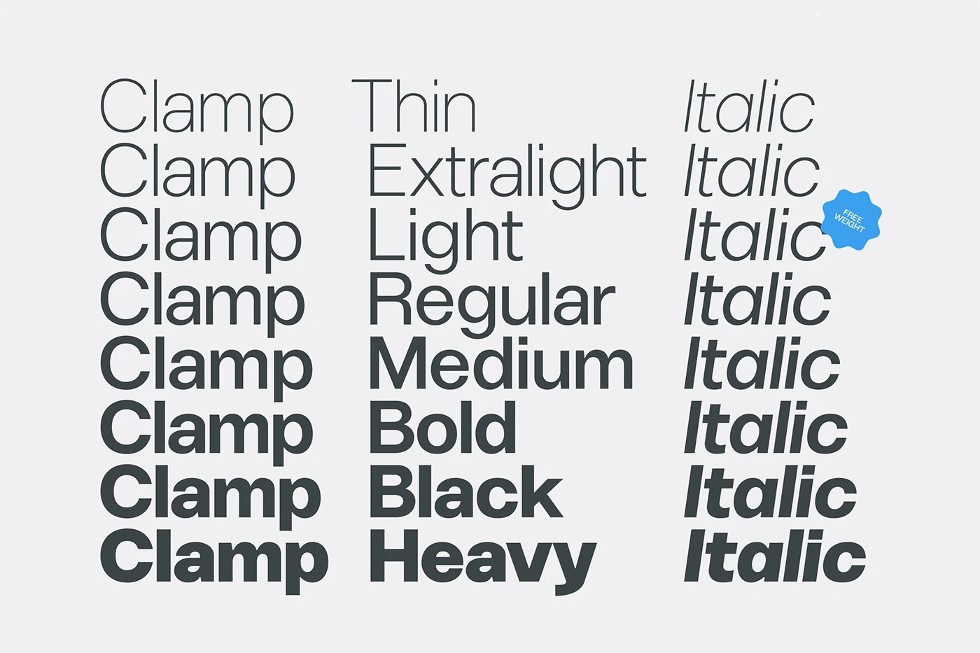 Image 1: Clamp Font Family display typography hero poster mockup