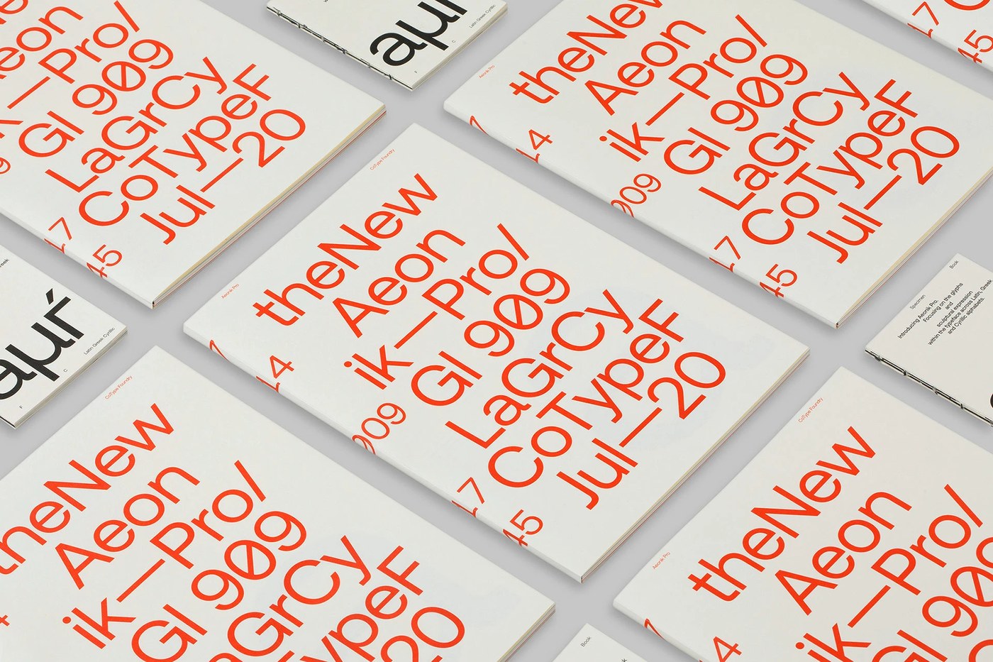 Image 2: Visual layout of the aeonik pro sans-serif variable font specimen print booklet spreads