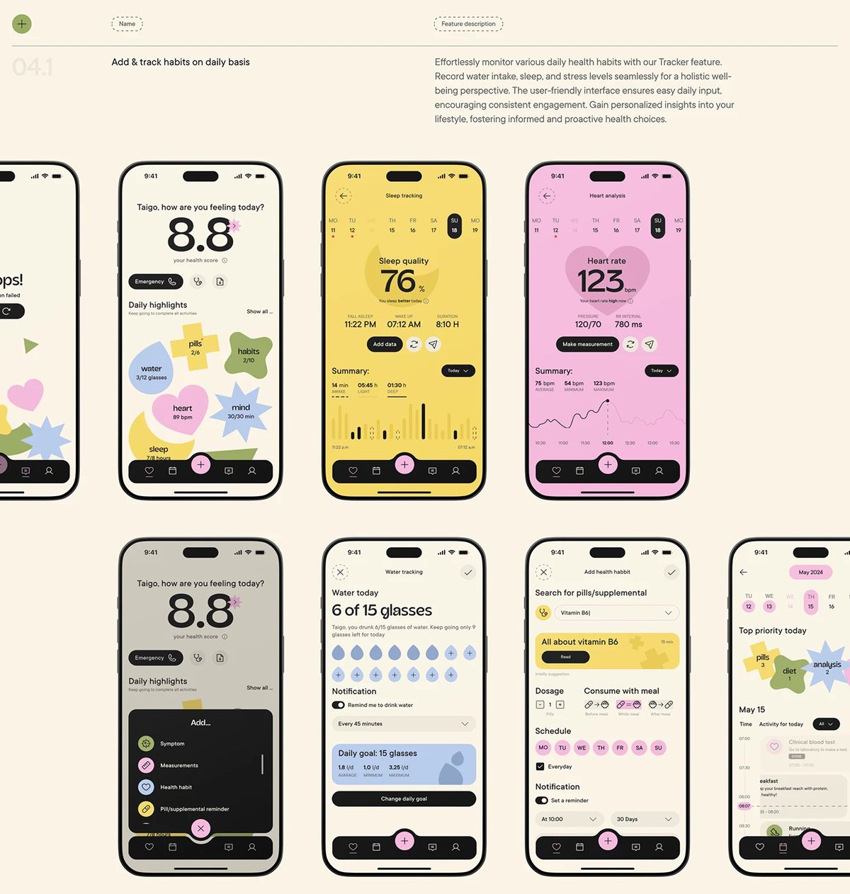 IImage 7: Intelly Healthcare App mobile phone mockup dashboard UI layout