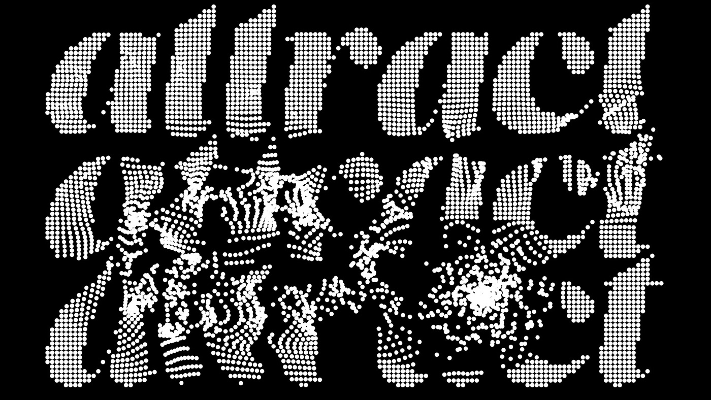 Image 1: typography generative design creative coding particles motion design Amuki p5js kinetic typography designtools kinetictype