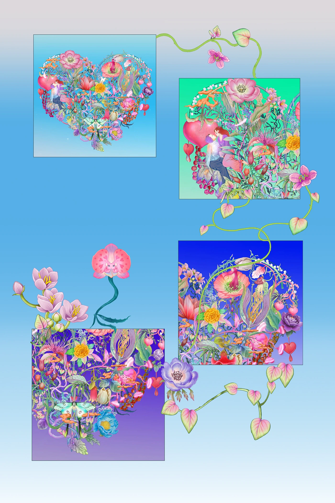 Image 10: Media Art animation Moving Image mmmeari spring flower drawing heart Love garden LED art
