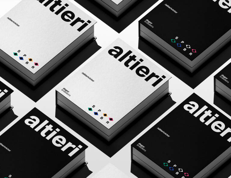 Victor Altieri Updates Studio Identity With Geometric Branding Image 1: Altieri Victor branding hero layout mockup