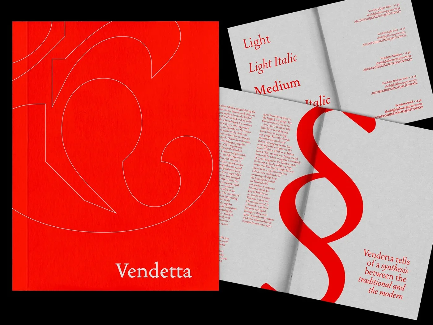 Vendetta Type Specimen Book Design by Bruno King