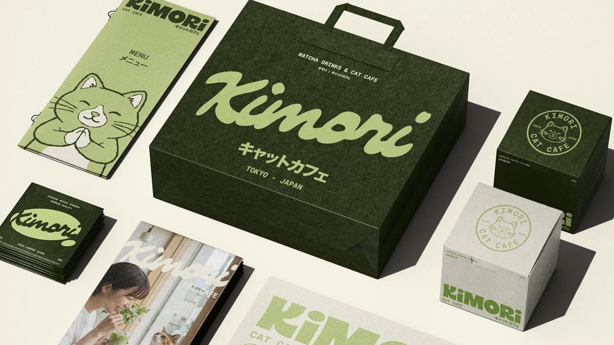 Image 4: Kimori Matcha Cat Cafe color system design branding