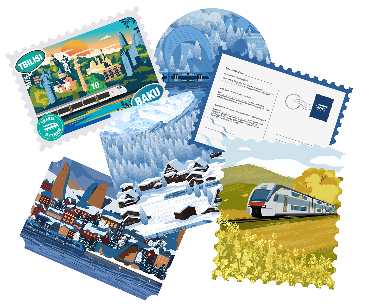 Image 25: ady AzerbaijanRailways Tblisi baku gif animation vector art cityillustration railway Landscape