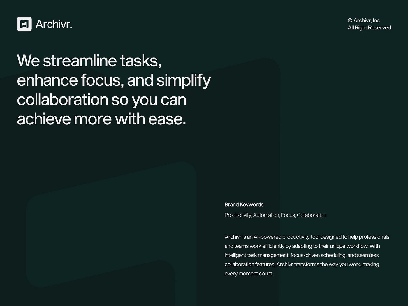 Image 6: Archivr. task management dashboard — branding visual identity grid layout typography archivr by LAIN Branding