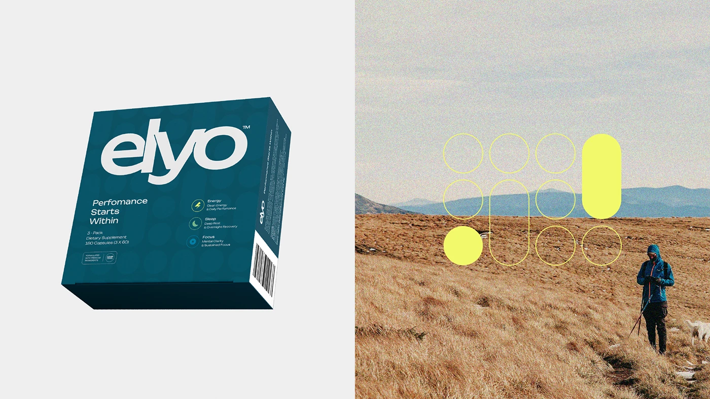 Image 8: ELYO Brand Identity mobile app UI design mockup branding