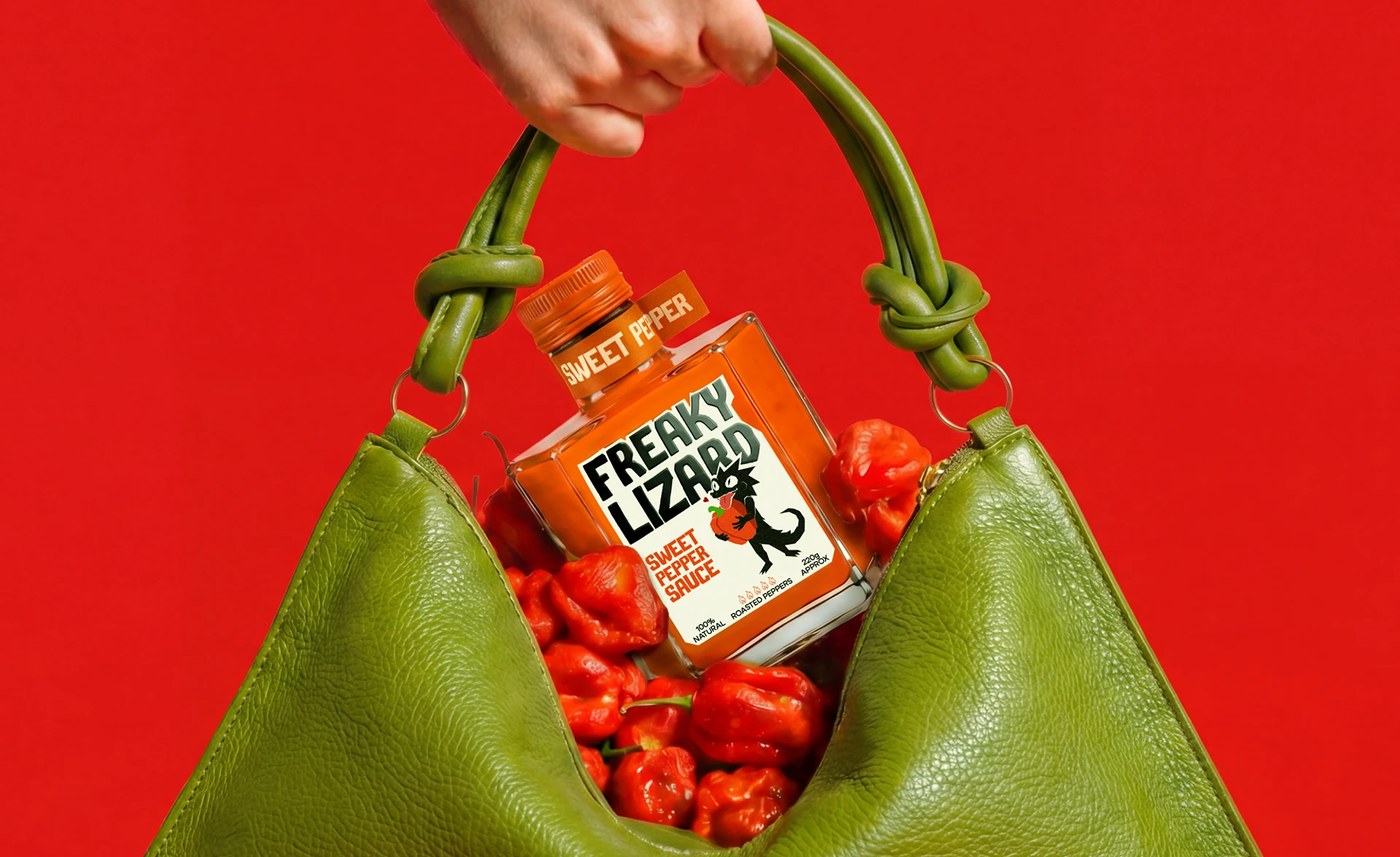 Image 5: Sauce bottle inside bag for freaky lizard branding packaging yevheniia dutchak.