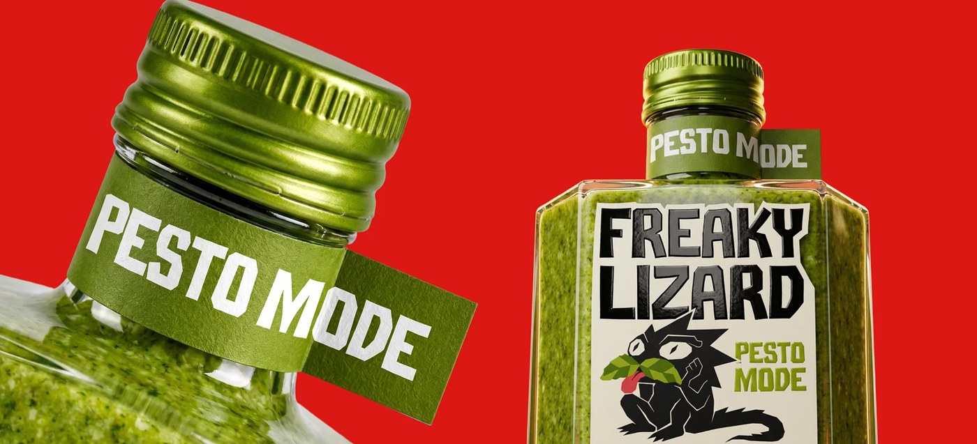 Image 2: Close-up bottle detailing freaky lizard branding packaging yevheniia dutchak.
