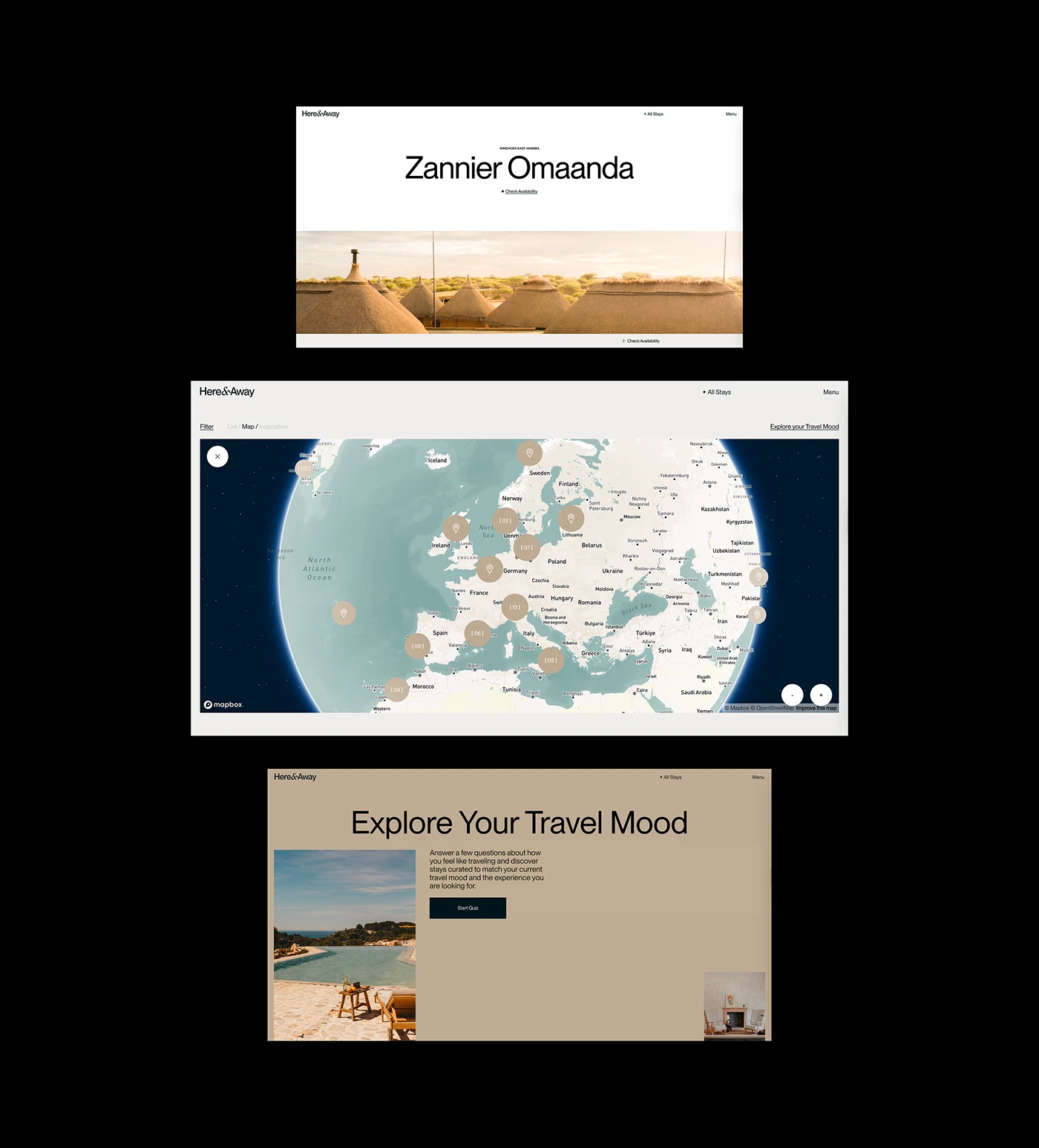 Image 9: Here Away travel platform ui ux detail 8