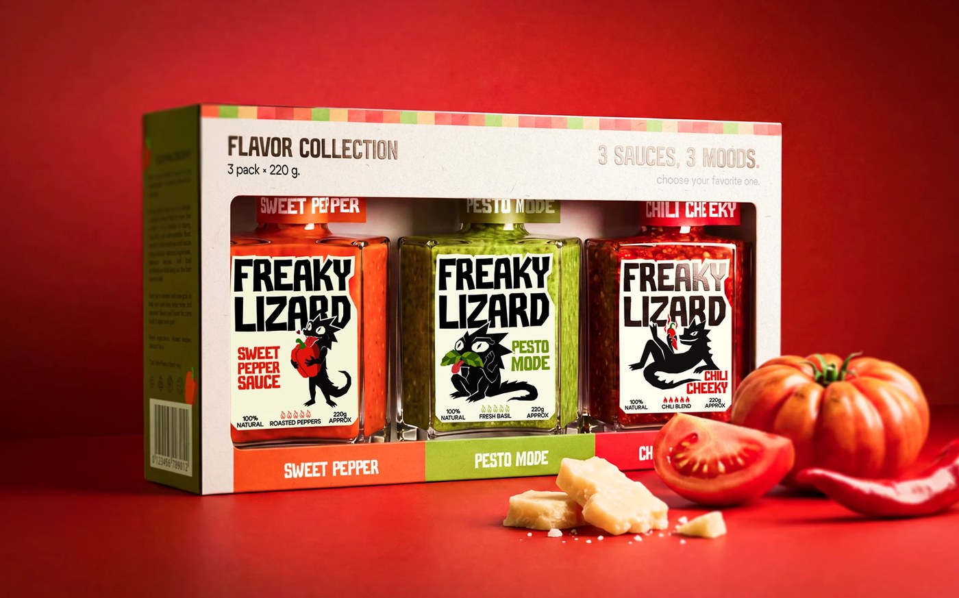 Image 7: Three-pack box showcasing freaky lizard branding packaging yevheniia dutchak.