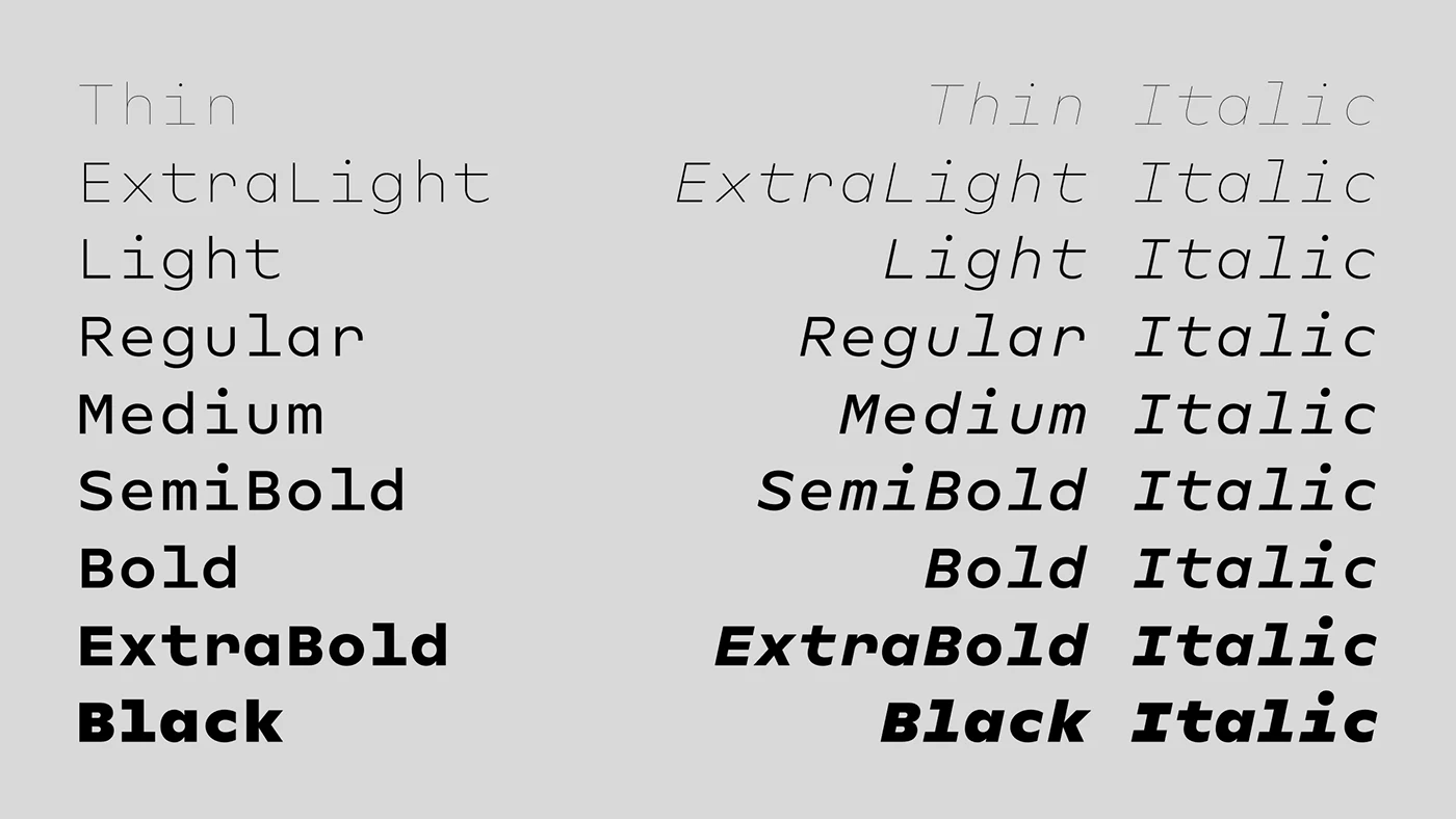 Image 7: Neurath Mono Type Family typography specimen weight detail 6