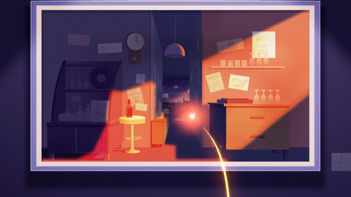 Image 5: Whiskey mood sunset motion graphics animation ILLUSTRATION artwork Digital Art concept bar