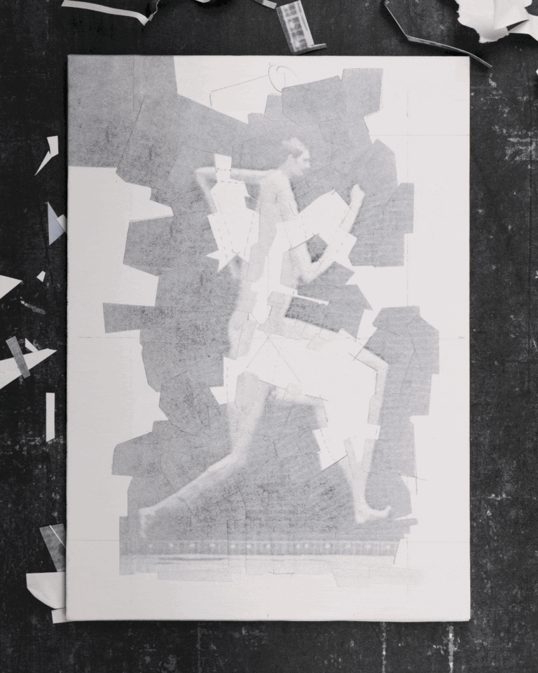 Lola Dupre's Running Man: A Collage Tribute to Eadweard Muybridge - Image 2: running collage ILLUSTRATION animation Eaedweard Muybridge