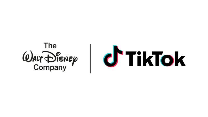 Image 1: Disney logo and TikTok logo on white background