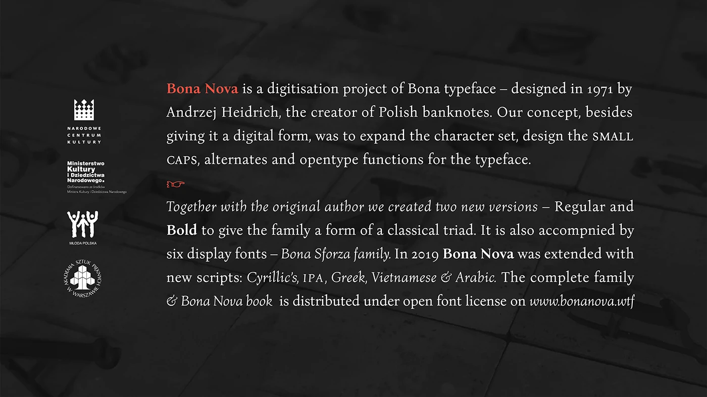 Image 2: bona nova MACHALSKI Heidrich Bona type design type project revival Free font free Mateusz Machalski