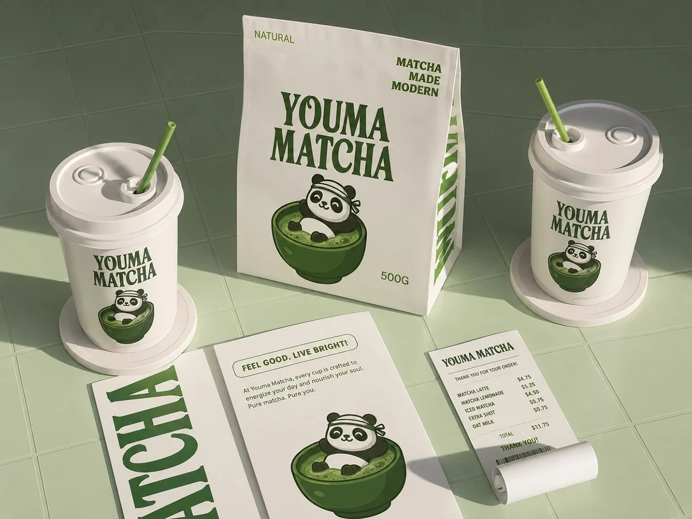 Modern Branding and Packaging Design for Youma Matcha