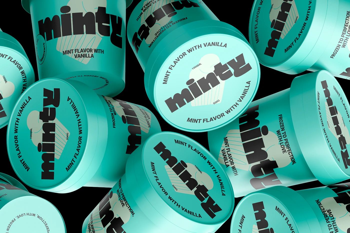 Image 4: Maltique extra bold chunky sans typography ice cream tub packaging