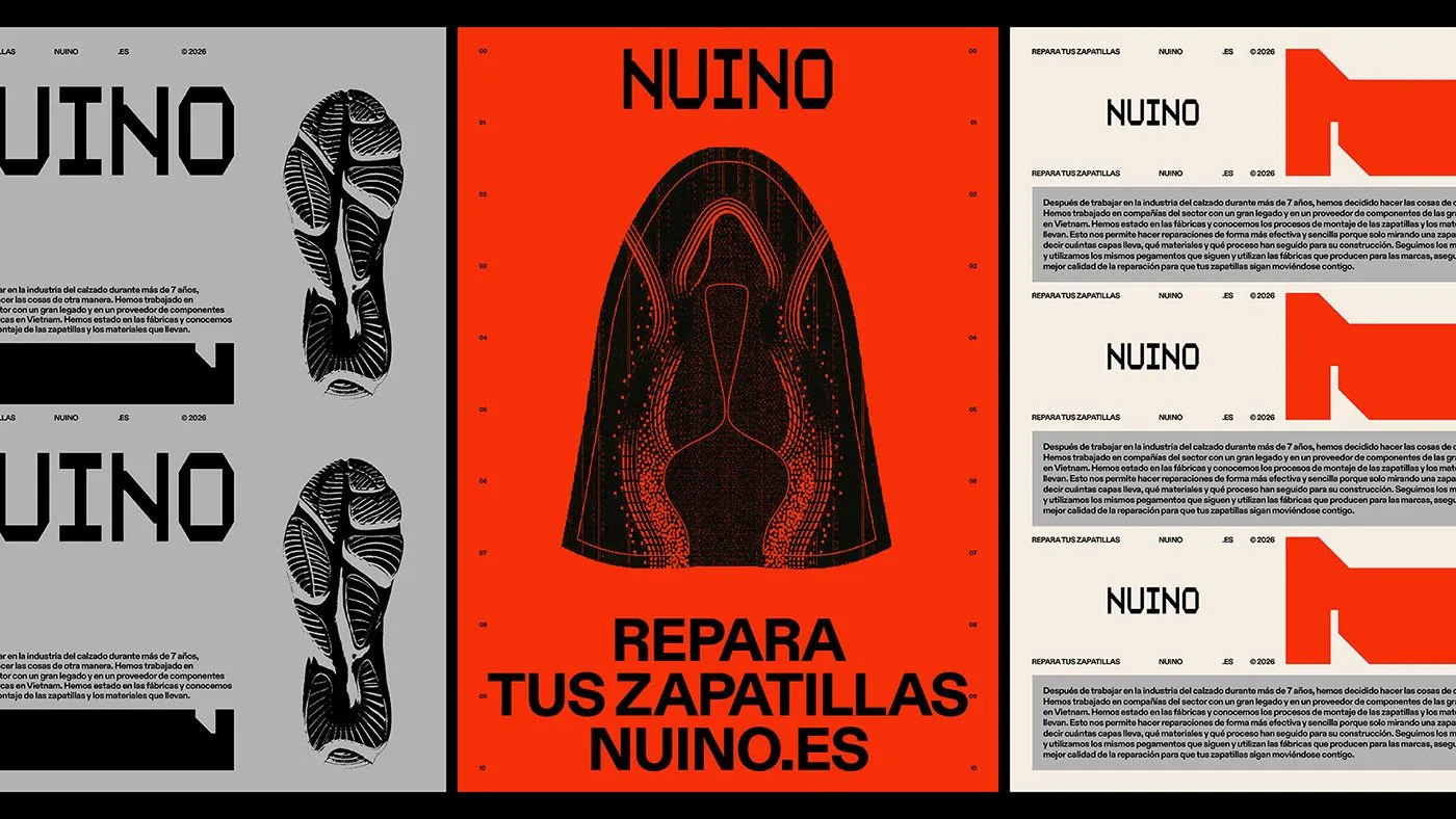 NUINO Footwear Repair Identity by Plural Branding Studio and Álex López