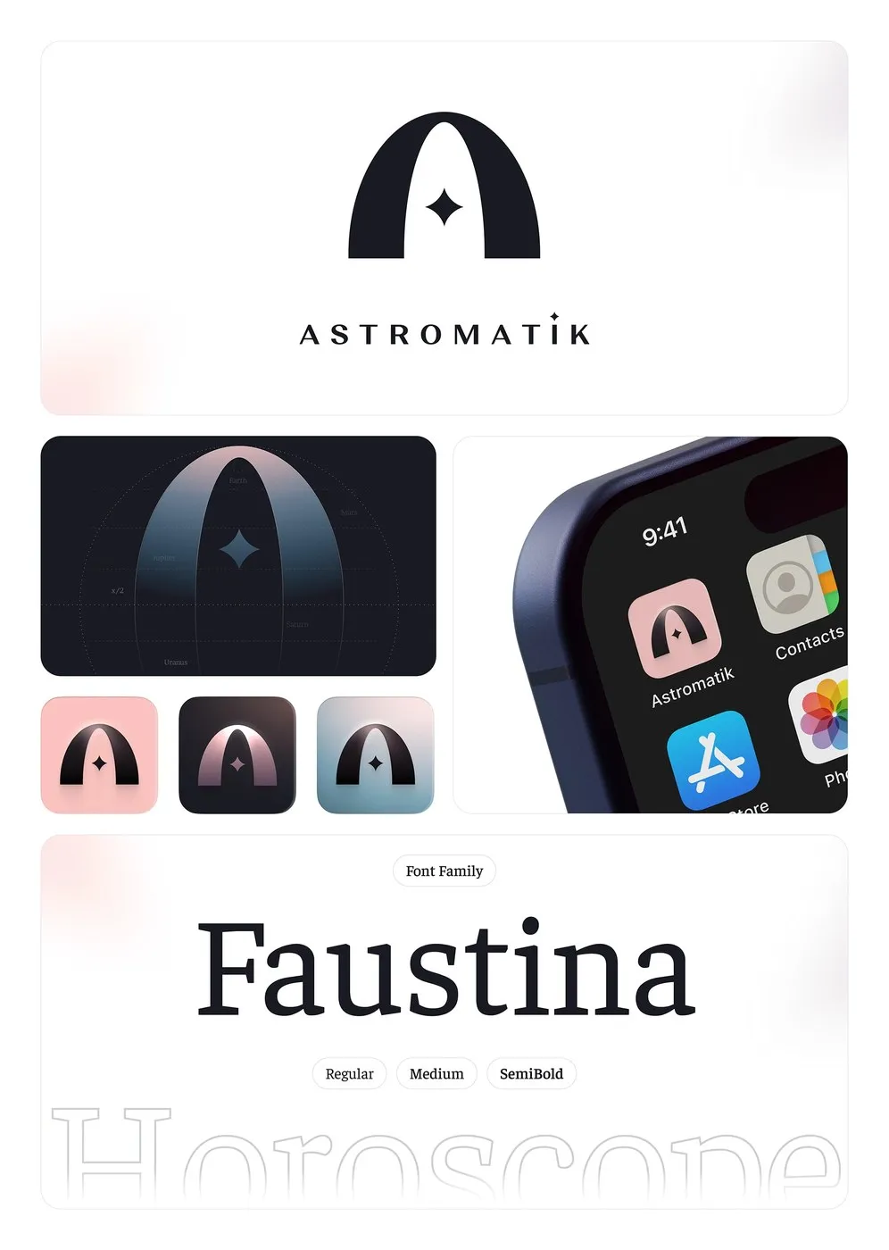 Image 2: Astromatik app branding ux ui sencer b. yilmaz brand identity guidelines and logo construction grid