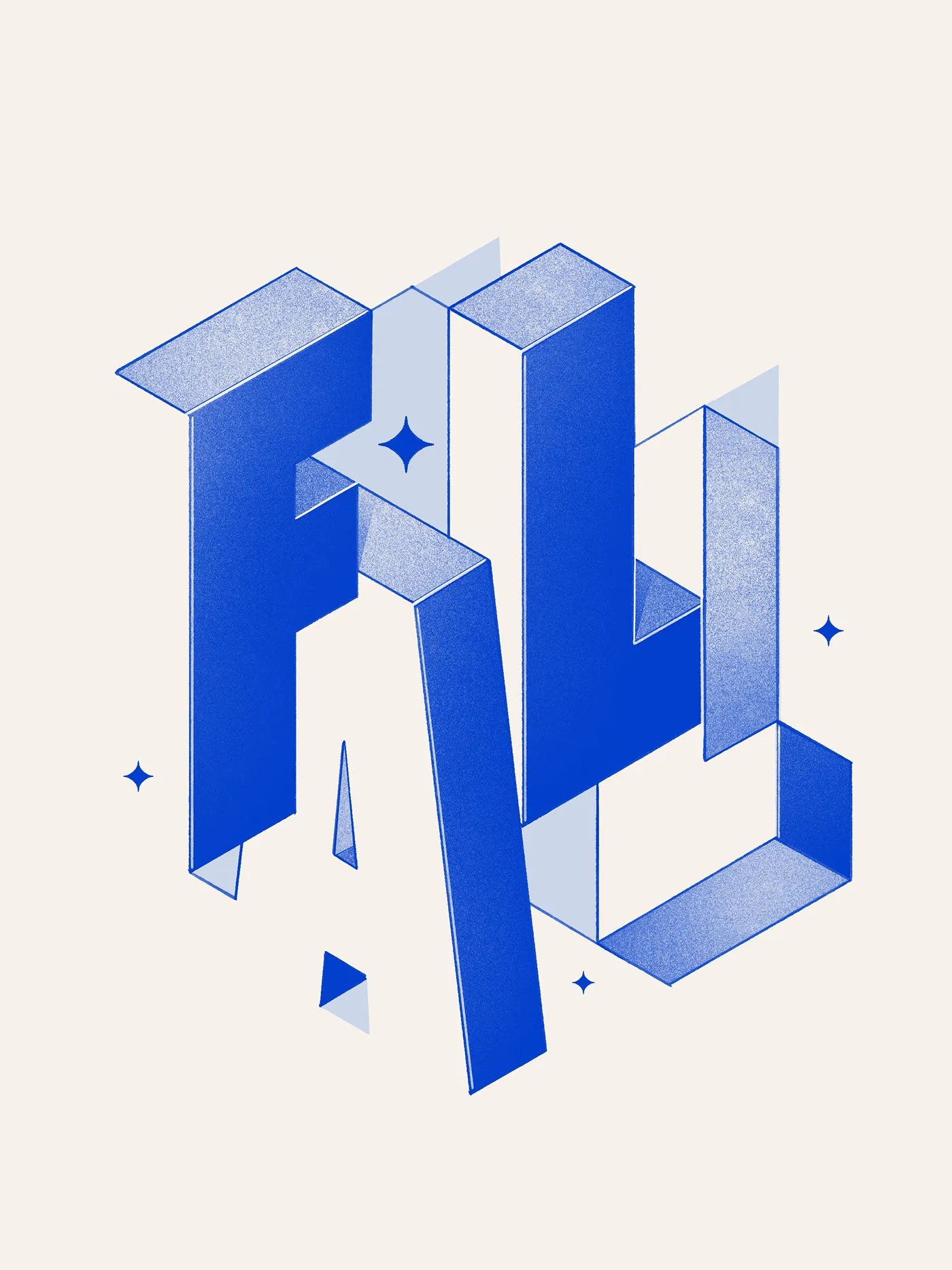 Img05 - Type 1.1 by Hust Wilson: Isometric Forms and Granular Shading in Custom Typography