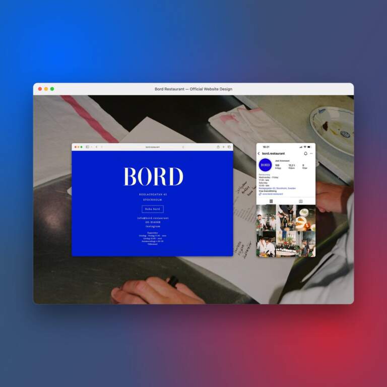 Bord Restaurant Visual Identity and Digital Branding by Several Studio Image 1: Bord restaurant visual branding 1:1 square mac mockup