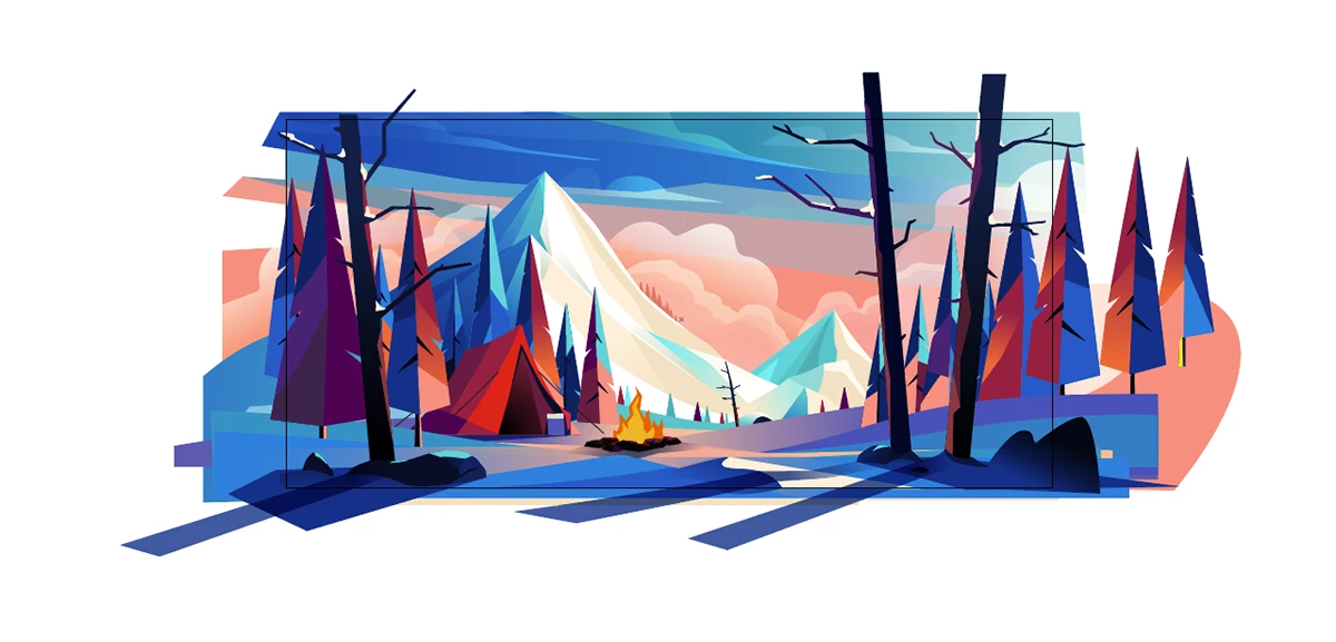 Image 19: Nature Landscape mountains hiking Travel adventure 2D Animation motion design city ILLUSTRATION
