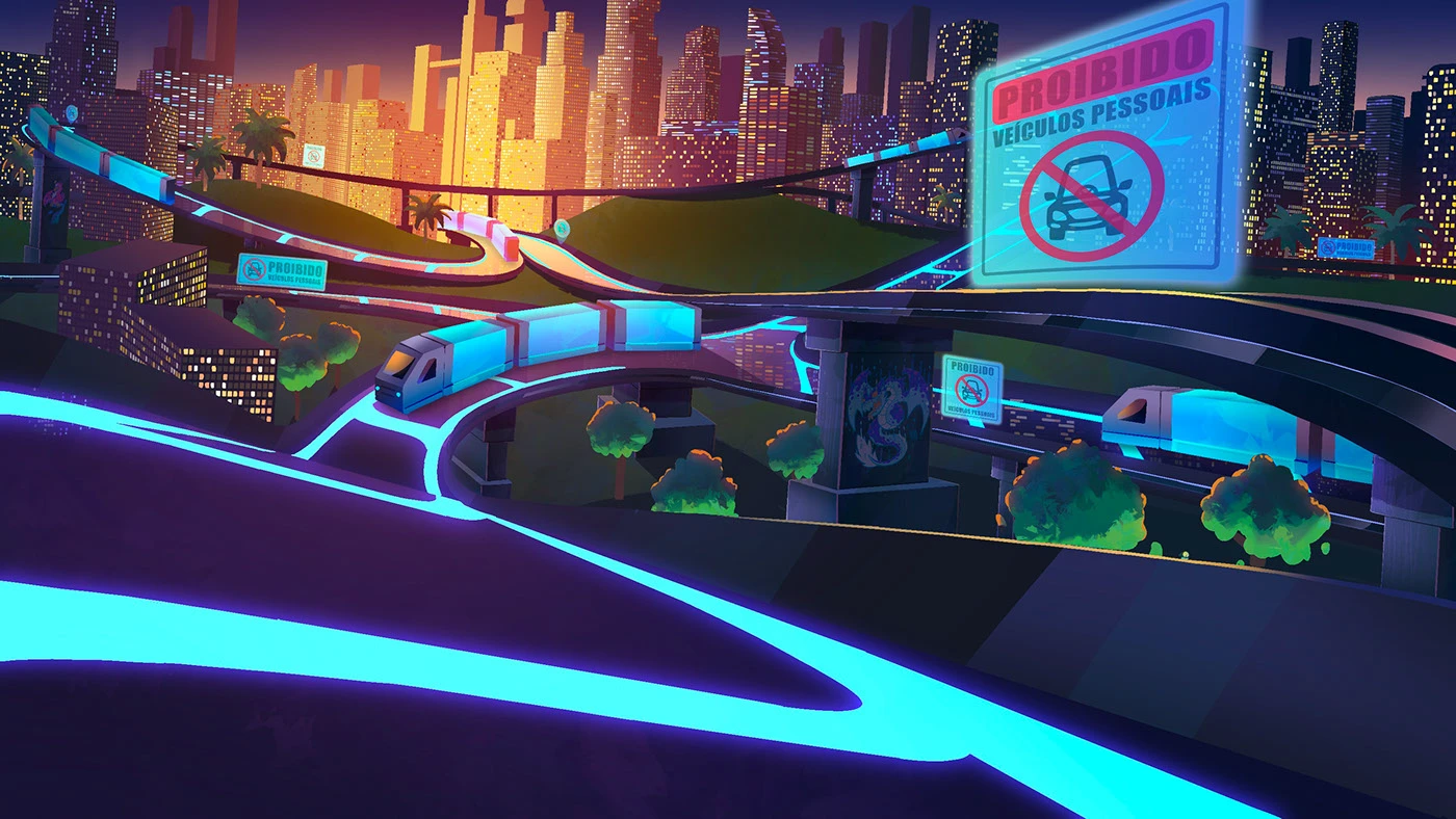 Image 17: Contain: A futuristic urban city with graffiti and vibrant neon lights coloring the city. Background