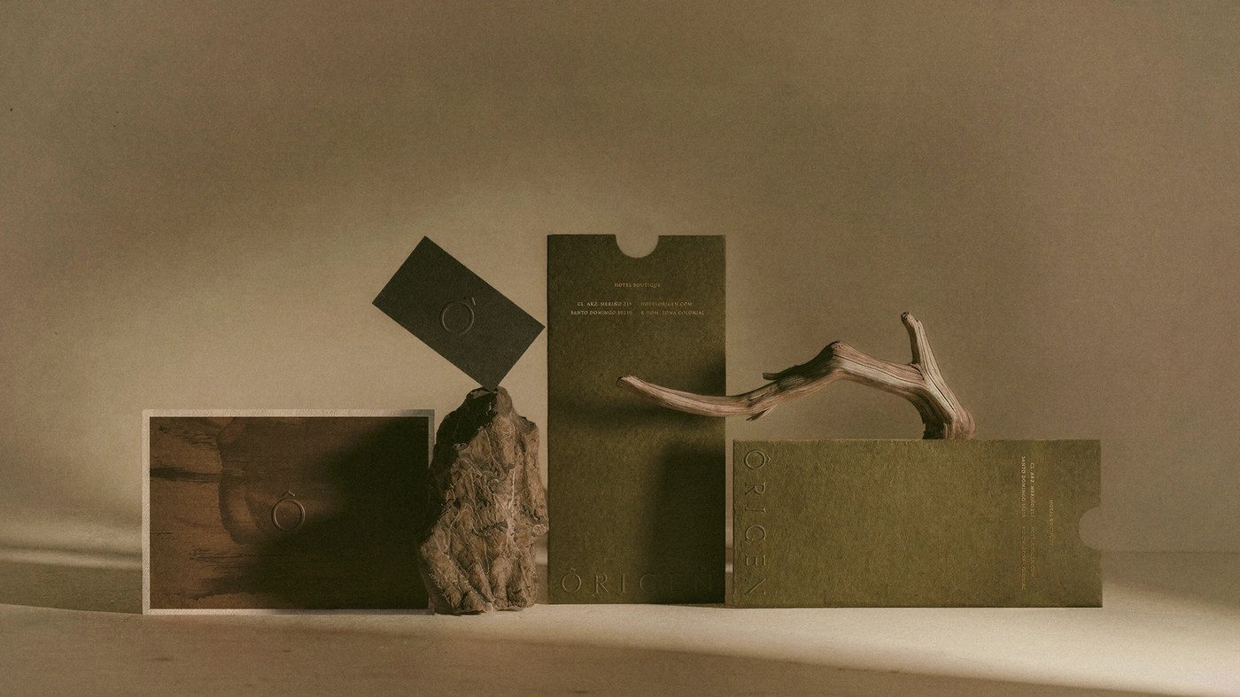 Image 4: hotel rigen fugitiva .co branding stationery items with rocks and wood details