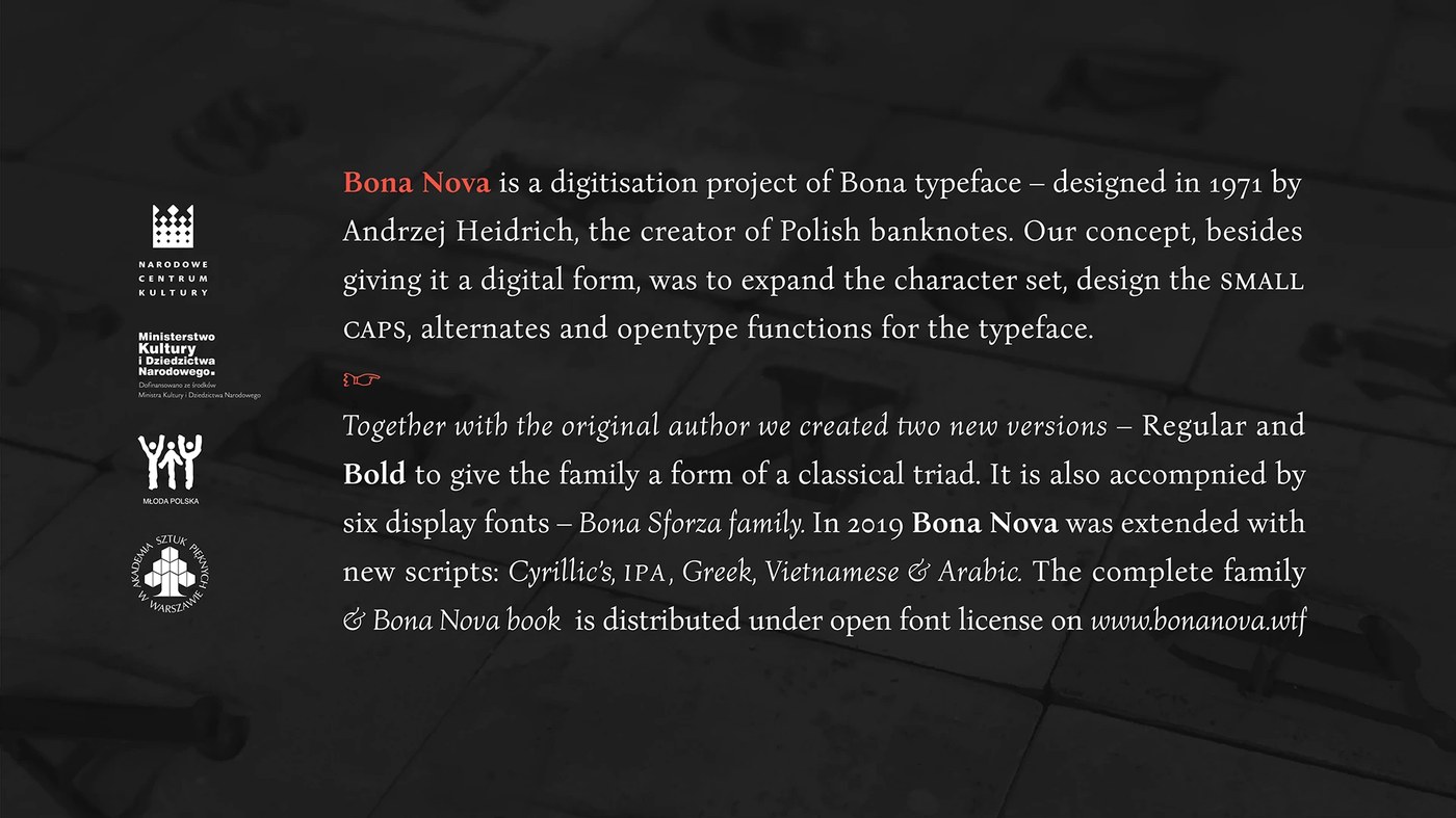 Image 2: bona nova mateusz machalski free font character glyph detail