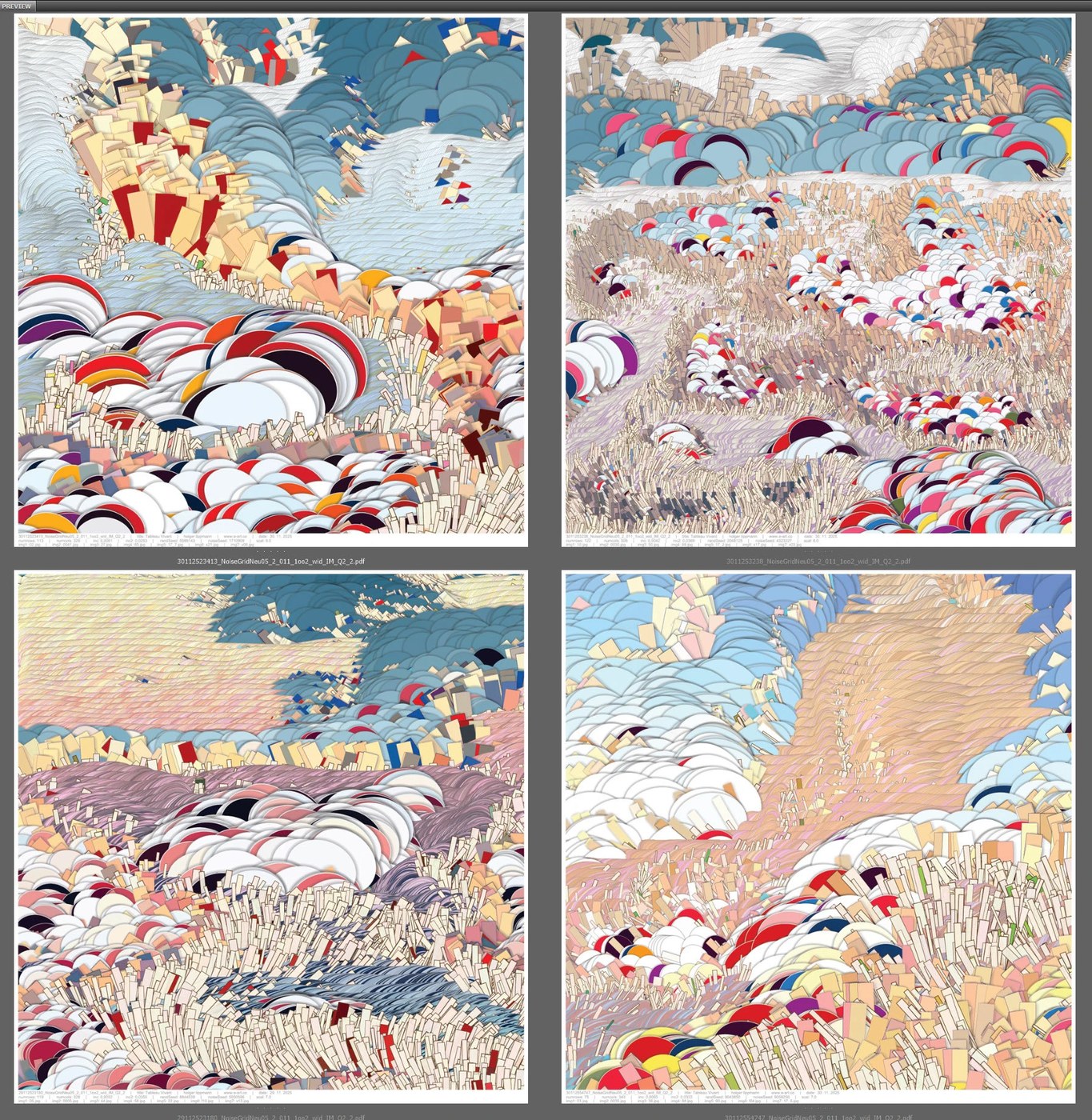 Image 1: noise-scape 2025 holger lippmann generative artwork showing layered organic terrains
