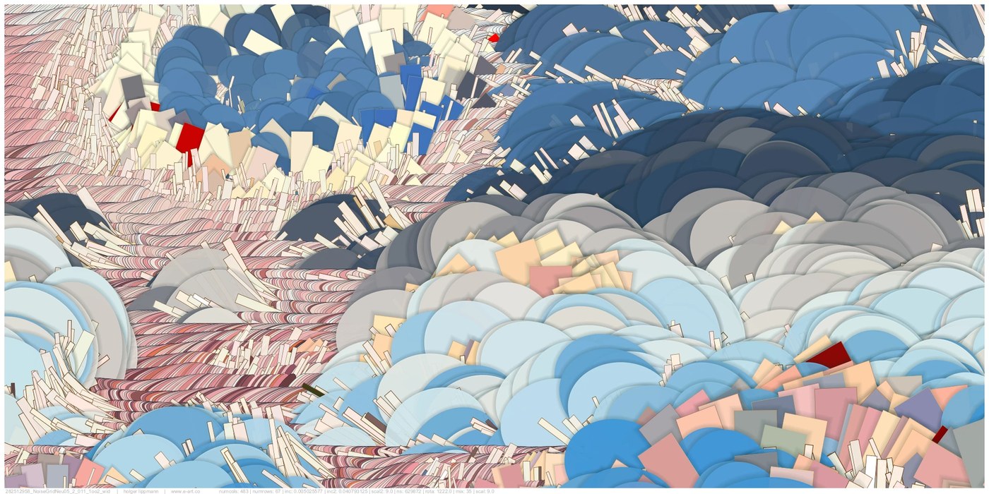 Image 7: noise-scape 2025 holger lippmann algorithmic art piece with color configurations