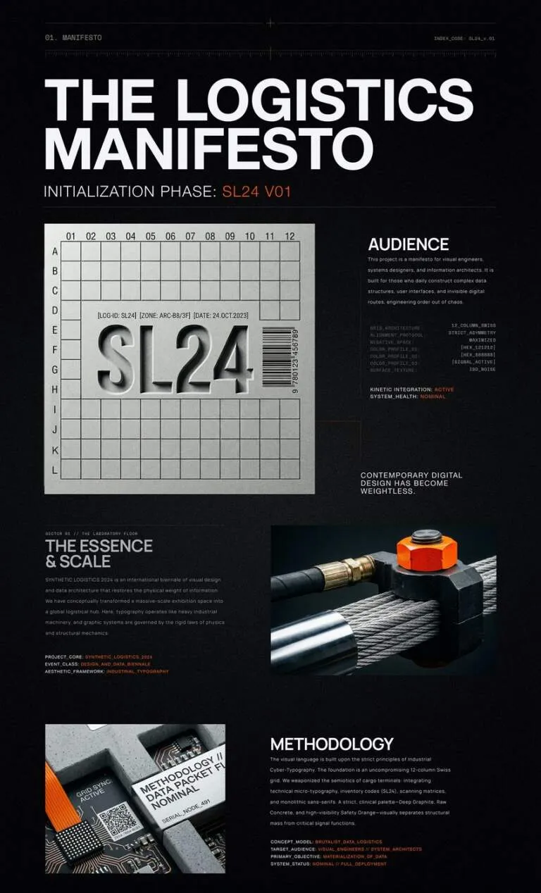 SL24: Industrial Data Logistics Meets Brutalist Typography by Kseniya Artman Img01 - SL24: Industrial Data Logistics Meets Brutalist Typography by Kseniya Artman