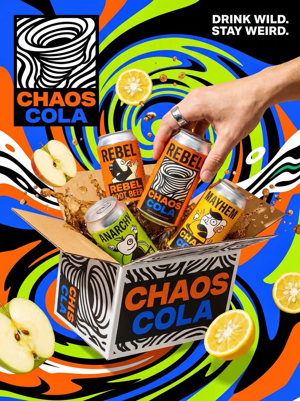 Img06 - Chaos Cola Packaging Design by Up-Brands: Raw Pop-Anarchy in a Soda Can