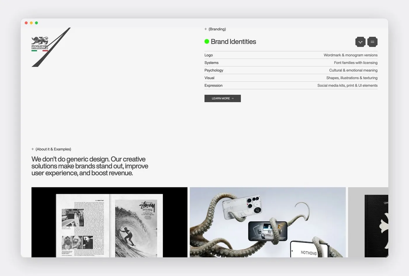 Img03 - Pensatori Irrazionali: A Technical Atelier Combining Brutalist Typography and WebGL Physics